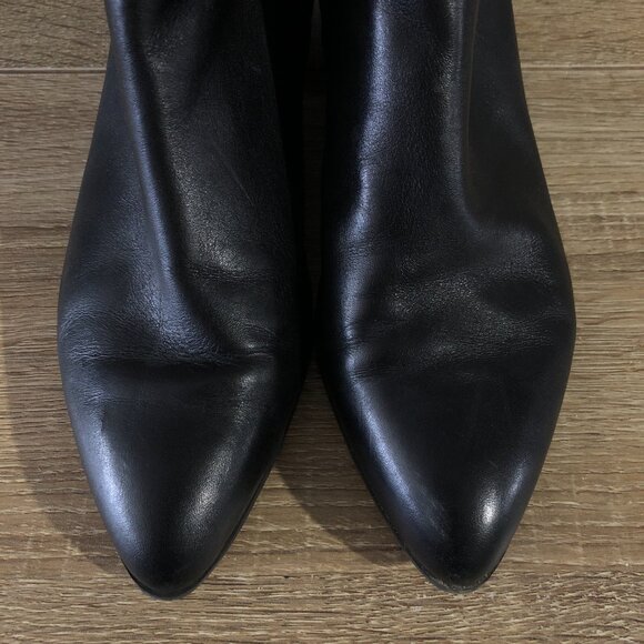 Nine West Womens Size 8 Black Leather Studs Flats Zip Ankle Booties - Picture 9 of 11